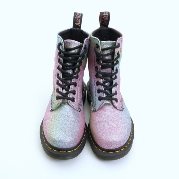 EUC Dr. Martens 1460 Pascal Rainbow Glitter Lace Up Boots in Multicolors Size 6 - Picture 9 of 16